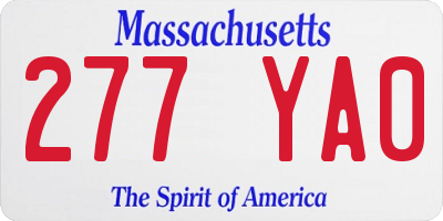 MA license plate 277YA0