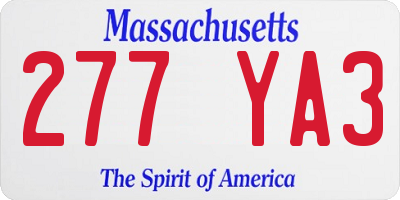 MA license plate 277YA3
