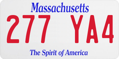 MA license plate 277YA4