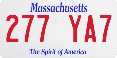 MA license plate 277YA7