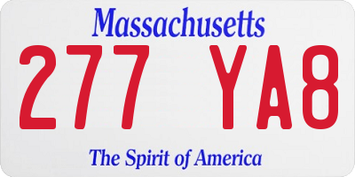 MA license plate 277YA8
