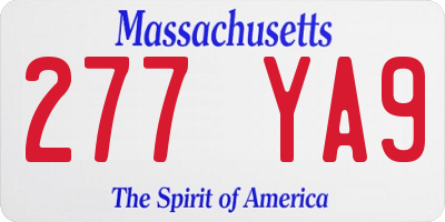 MA license plate 277YA9