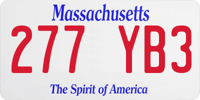 MA license plate 277YB3