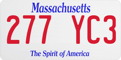 MA license plate 277YC3