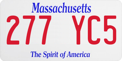 MA license plate 277YC5