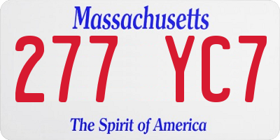 MA license plate 277YC7