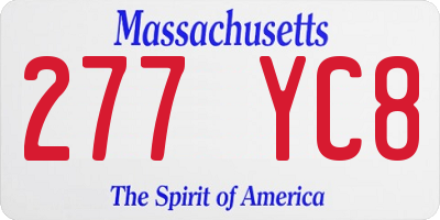 MA license plate 277YC8