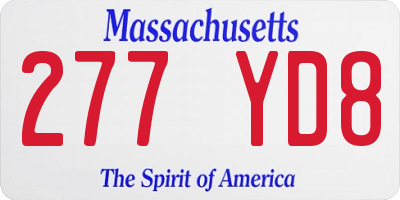 MA license plate 277YD8