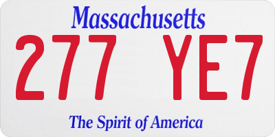 MA license plate 277YE7