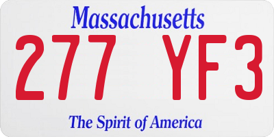 MA license plate 277YF3
