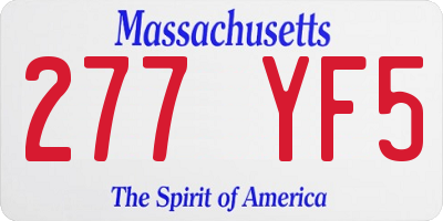 MA license plate 277YF5