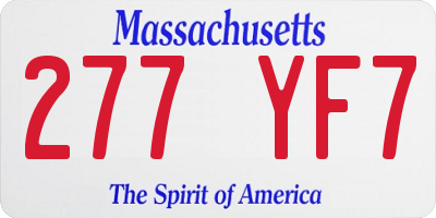 MA license plate 277YF7