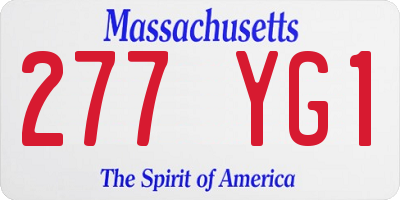 MA license plate 277YG1