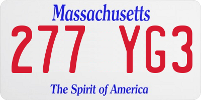 MA license plate 277YG3