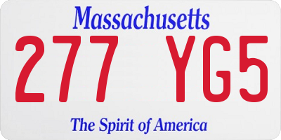 MA license plate 277YG5