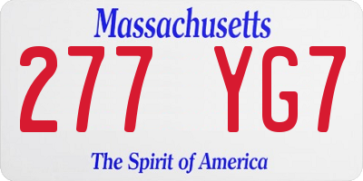 MA license plate 277YG7