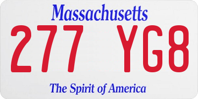MA license plate 277YG8
