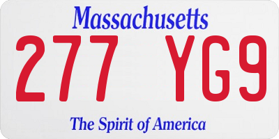 MA license plate 277YG9