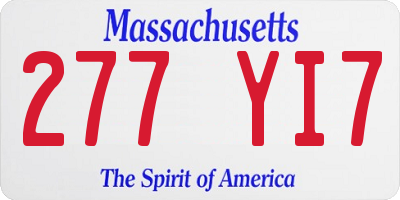 MA license plate 277YI7