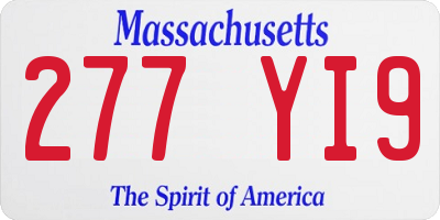 MA license plate 277YI9