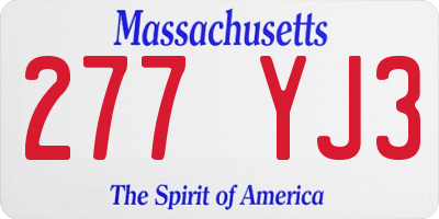 MA license plate 277YJ3
