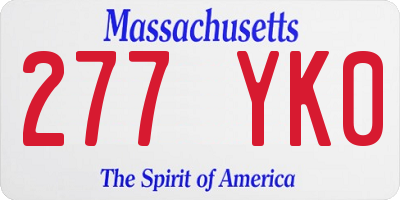 MA license plate 277YK0