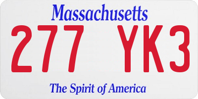 MA license plate 277YK3