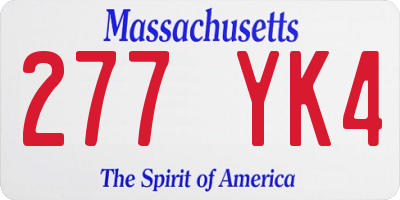 MA license plate 277YK4
