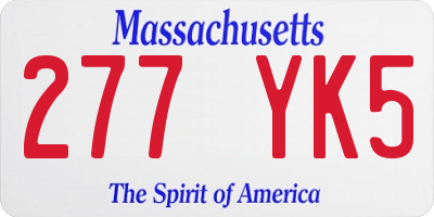 MA license plate 277YK5
