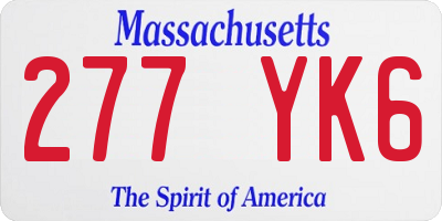 MA license plate 277YK6