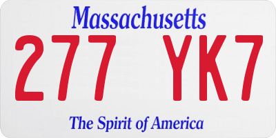 MA license plate 277YK7