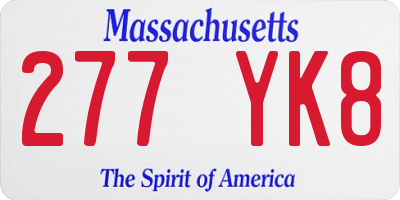 MA license plate 277YK8