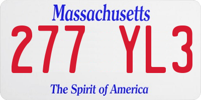 MA license plate 277YL3