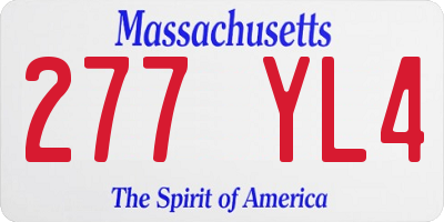 MA license plate 277YL4