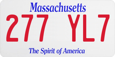 MA license plate 277YL7