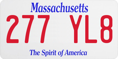 MA license plate 277YL8