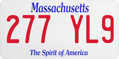 MA license plate 277YL9