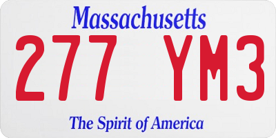 MA license plate 277YM3