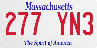 MA license plate 277YN3