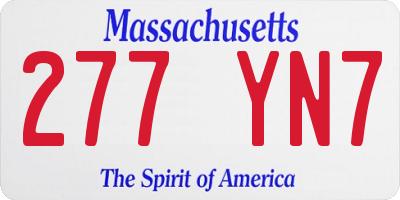 MA license plate 277YN7