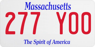 MA license plate 277YO0