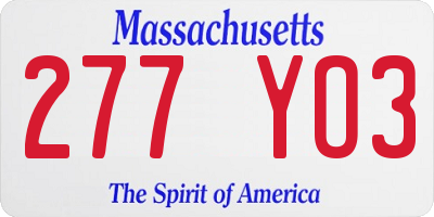 MA license plate 277YO3