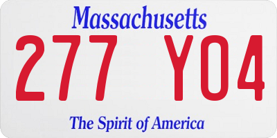 MA license plate 277YO4