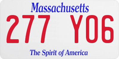 MA license plate 277YO6
