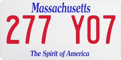 MA license plate 277YO7