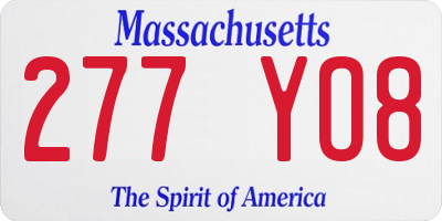 MA license plate 277YO8