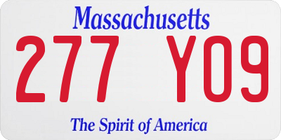 MA license plate 277YO9