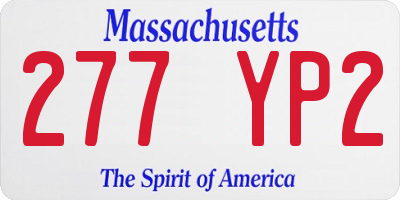 MA license plate 277YP2