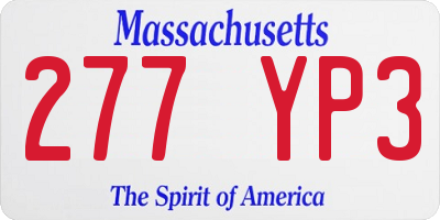 MA license plate 277YP3