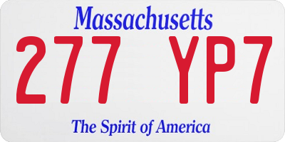 MA license plate 277YP7